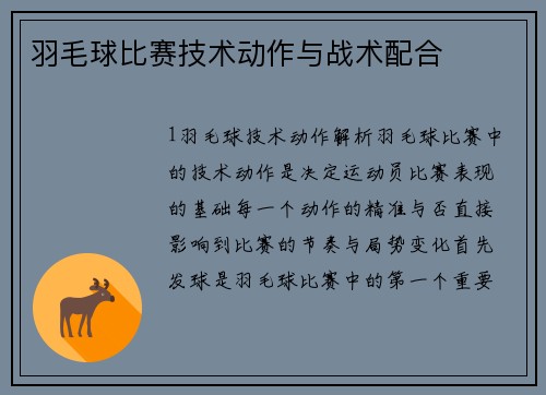 羽毛球比赛技术动作与战术配合